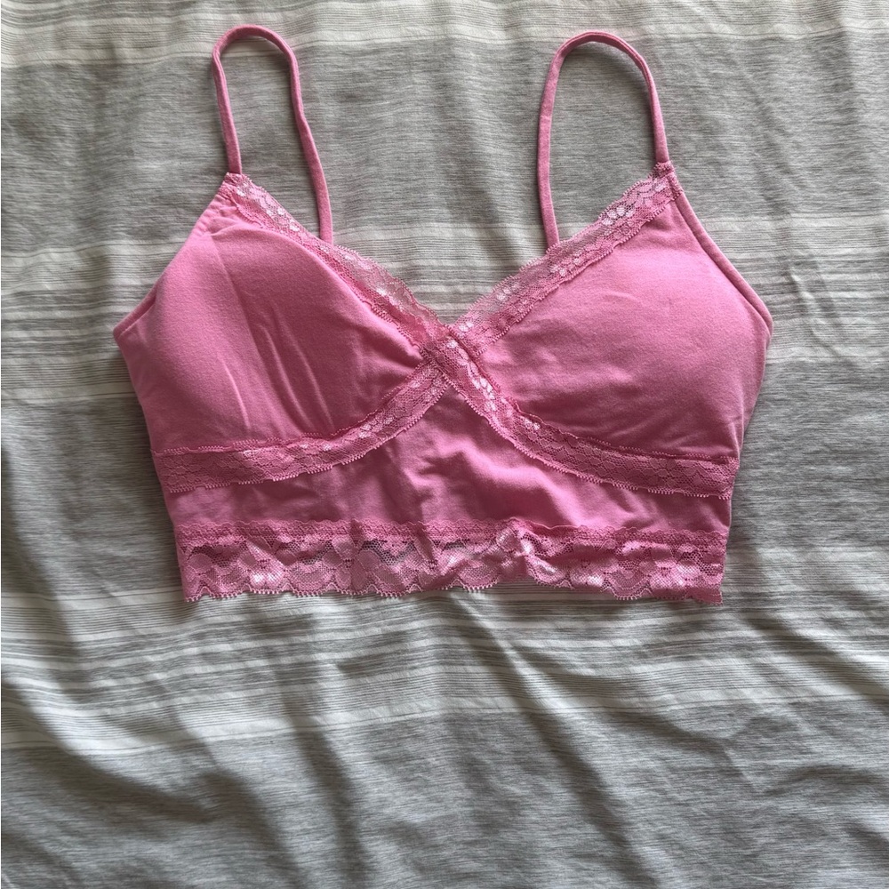 Pink Lace-Trim Bralette